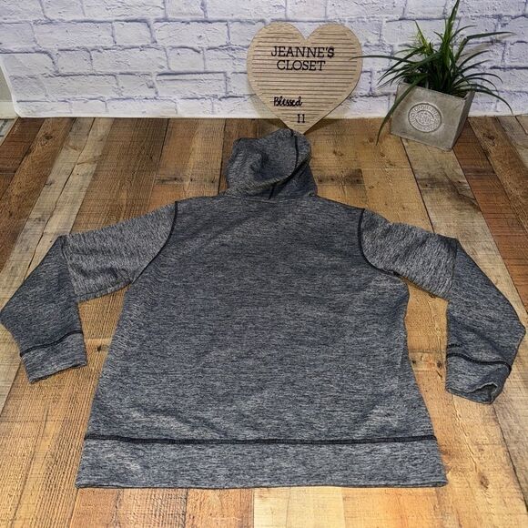 Under Armour Cold Gear Loose Fit Hoodie Gray Striped Fuscia Pink Pullover Sz L - Picture 9 of 10